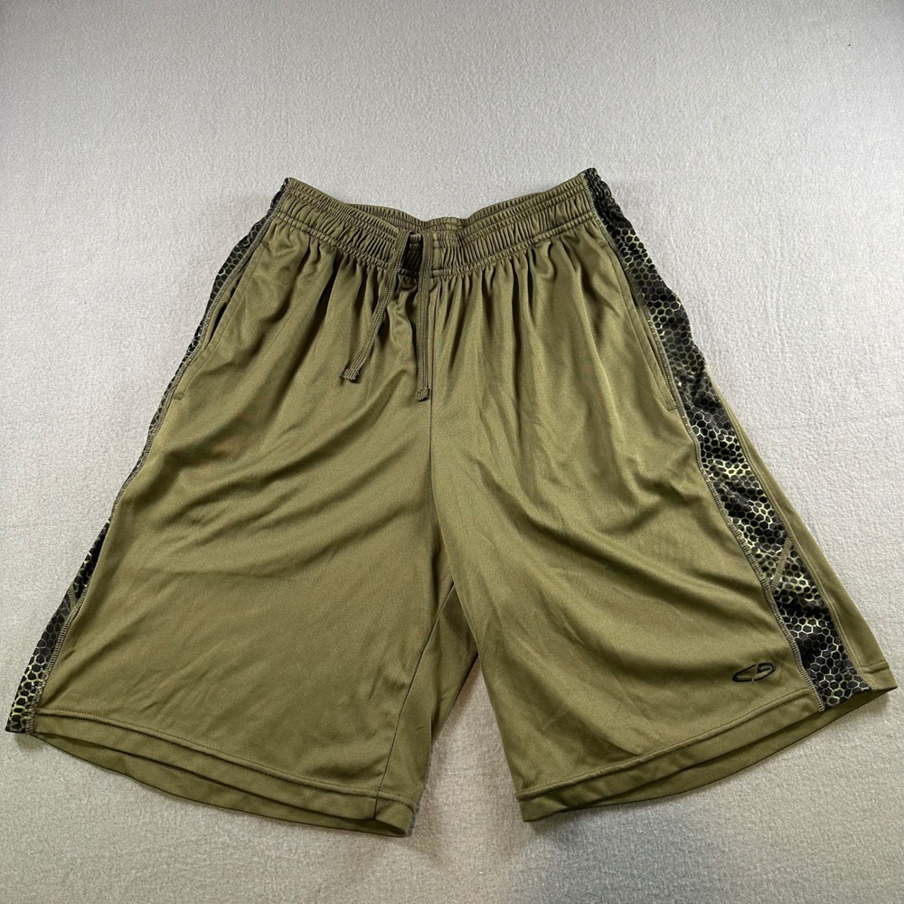 C9 by Champion Mens Olive Green Honeycomb Side Stripe Athletic Shorts Size M